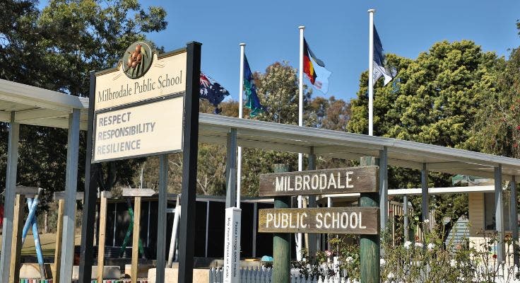 An image of the front of Milbrodale Public School