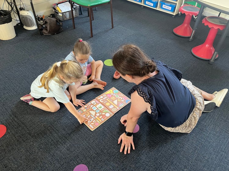 An image of our K-2 supporting our new kindergarten students during orientation.